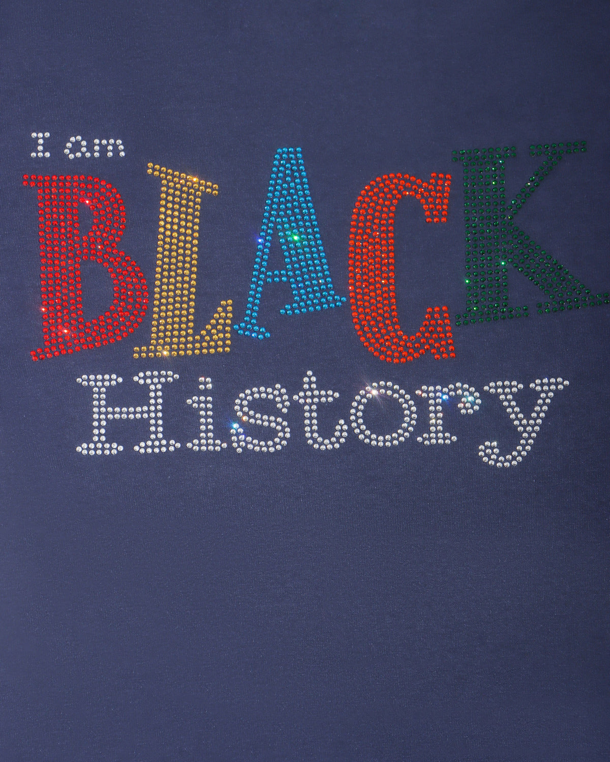I Am BLACK History Rhinestone T-shirt; Large design; BLHIST-1