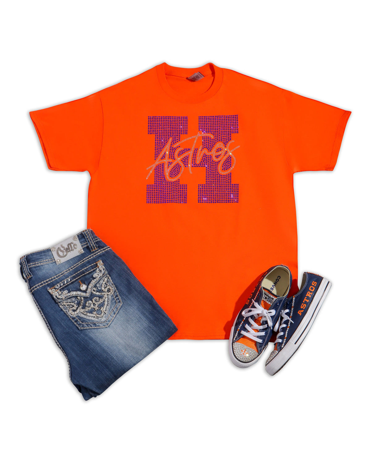 Astros "H" Rhinestone T-shirt; baseball, Houston, H-Town; Design-HA22a