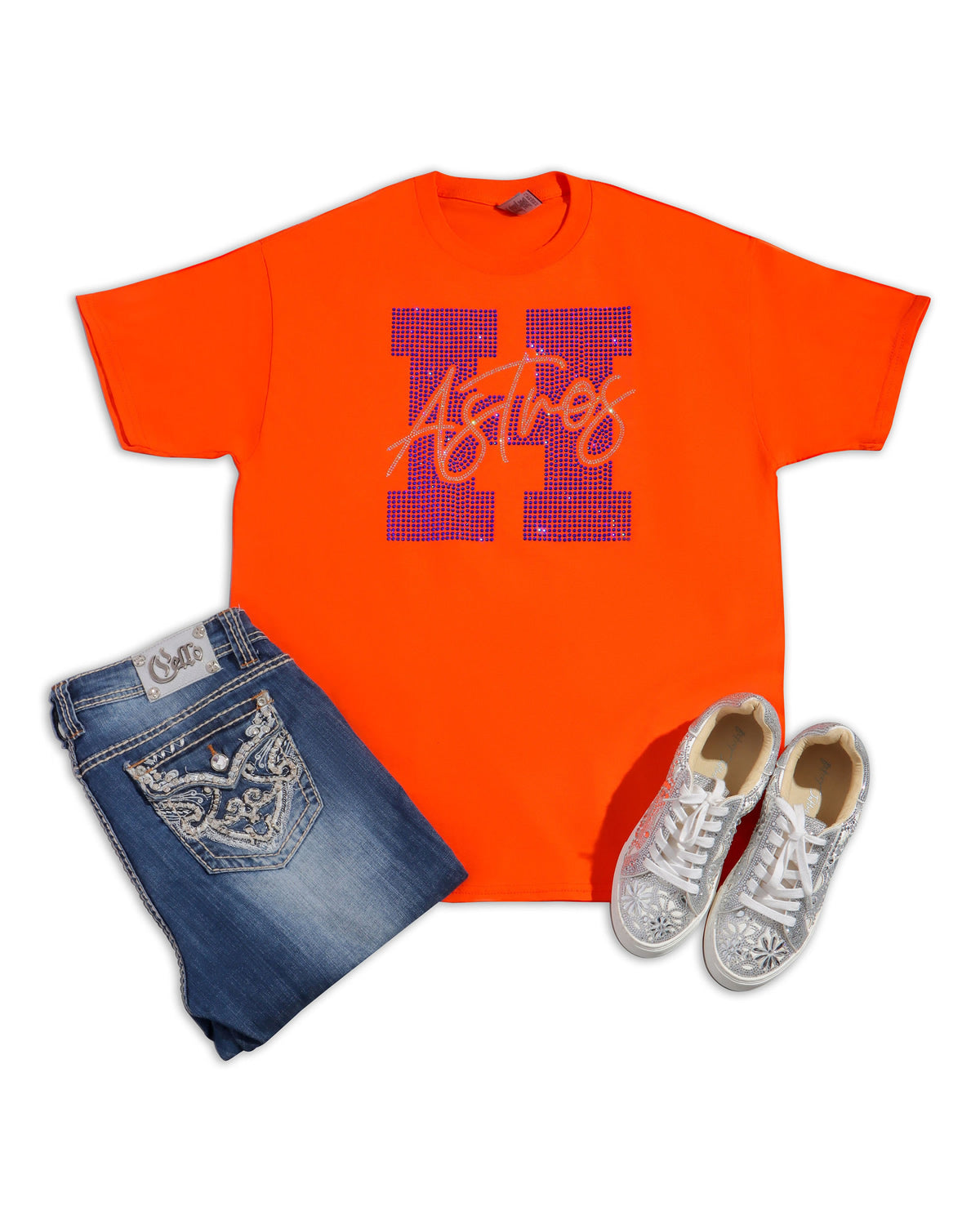Astros "H" Rhinestone T-shirt; baseball, Houston, H-Town; Design-HA22a