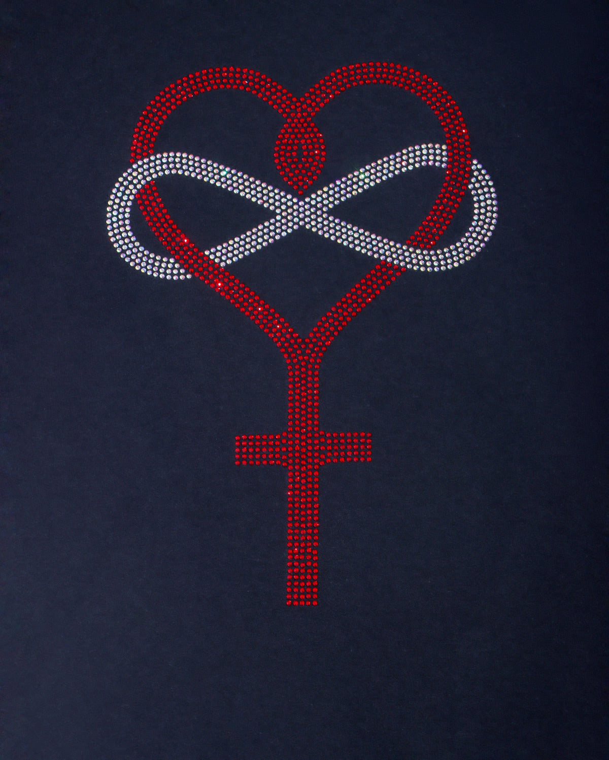 Heart Infinity Cross Rhinestone T-shirt; religious; Large design; Design-RELG1