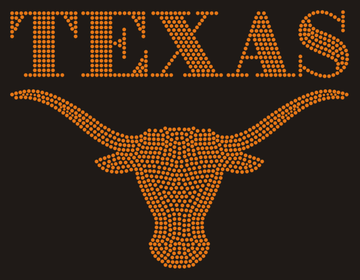 TEXAS Longhorn (Straight TEXAS) Rhinestone T-shirt; UT, University; Designr-UT2