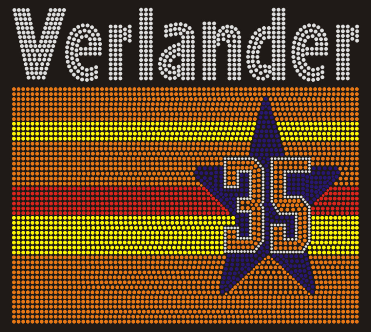 Verlander 35 Striped Flag Rhinestone T-shirt; Large design; Houston, Astros, H-town, baseball; Design-HA26