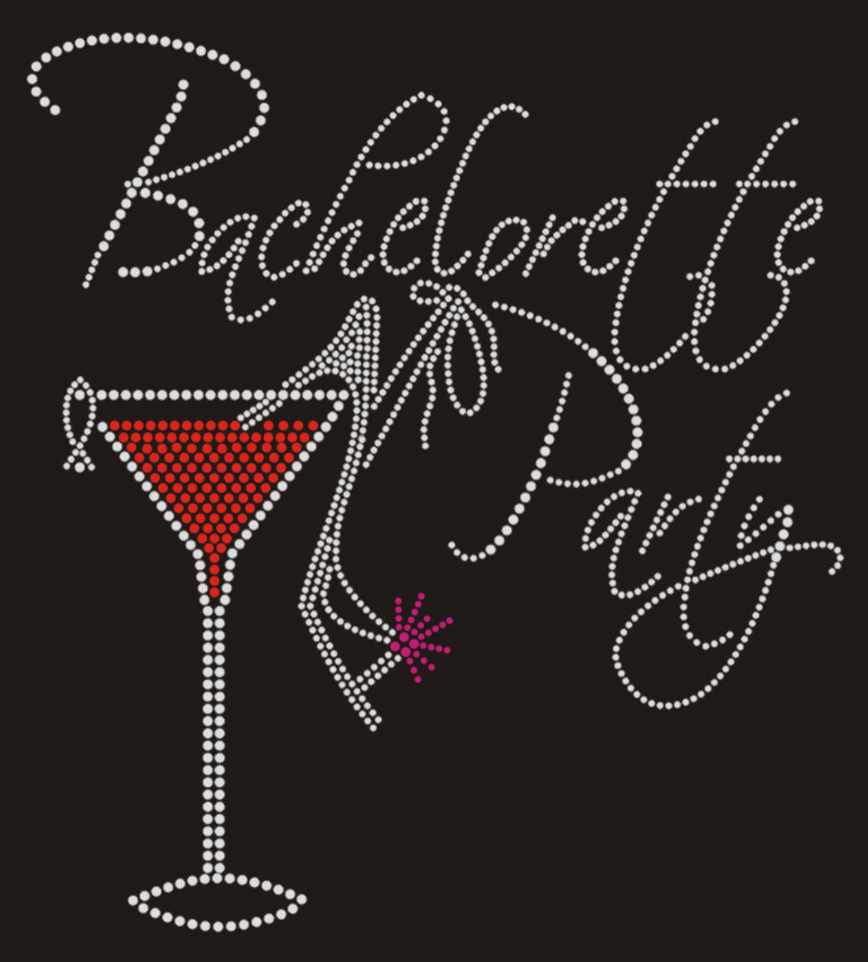 Bachelorette Party Rhinestone T-shirt;Large design; bride, wedding, marriage; Design BRIDE-9