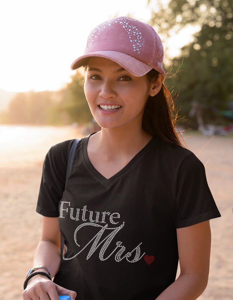 Future Mrs. Rhinestone T-shirt; bride, wedding, marriage; Design BRIDE-10
