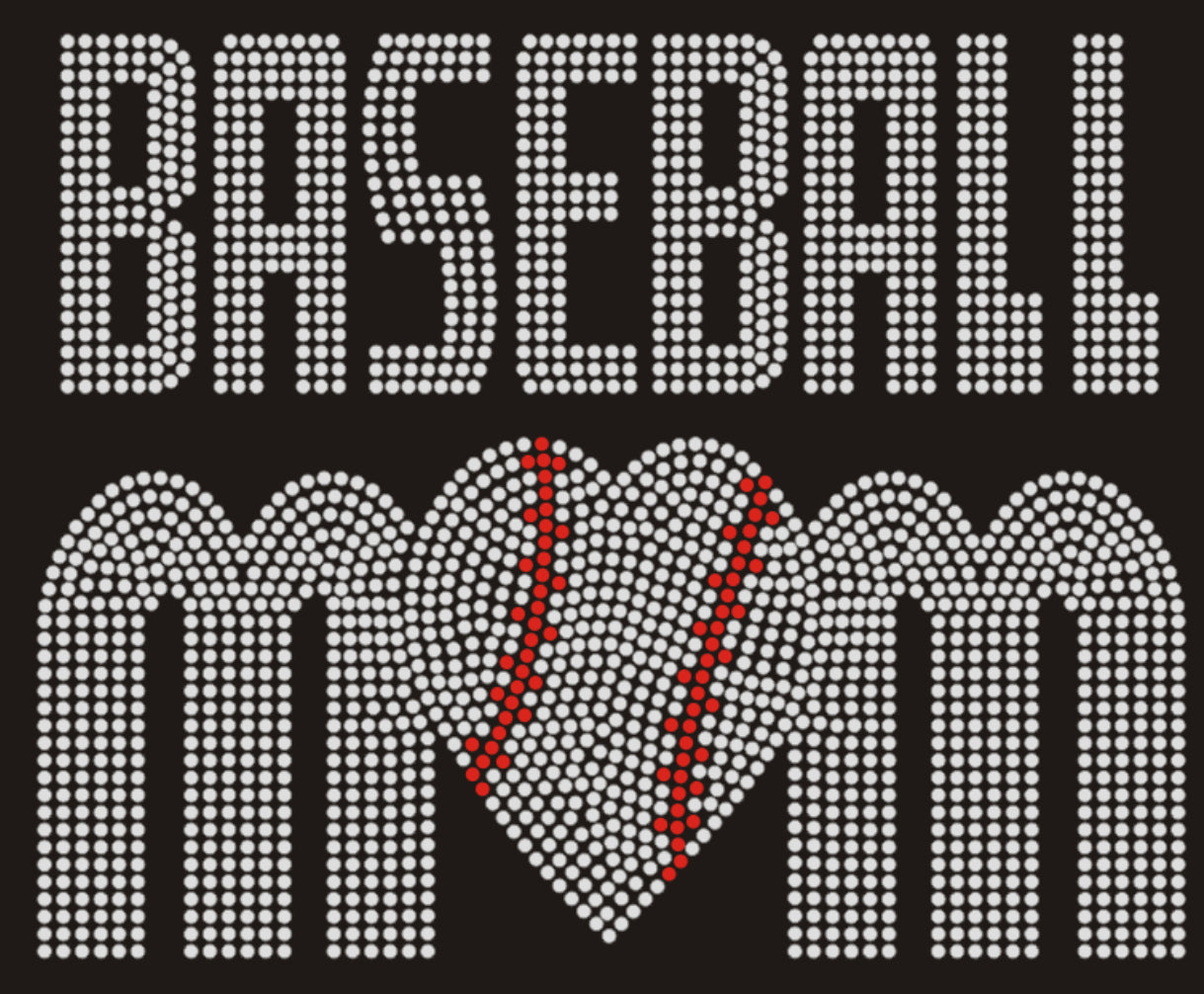 BASEBALL MOM Rhinestone T-shirt; Design BASE-3