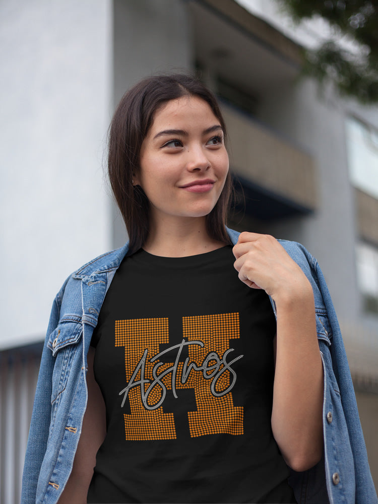 Astros "H" Rhinestone T-shirt; baseball, Houston, H-Town; Design-HA22b