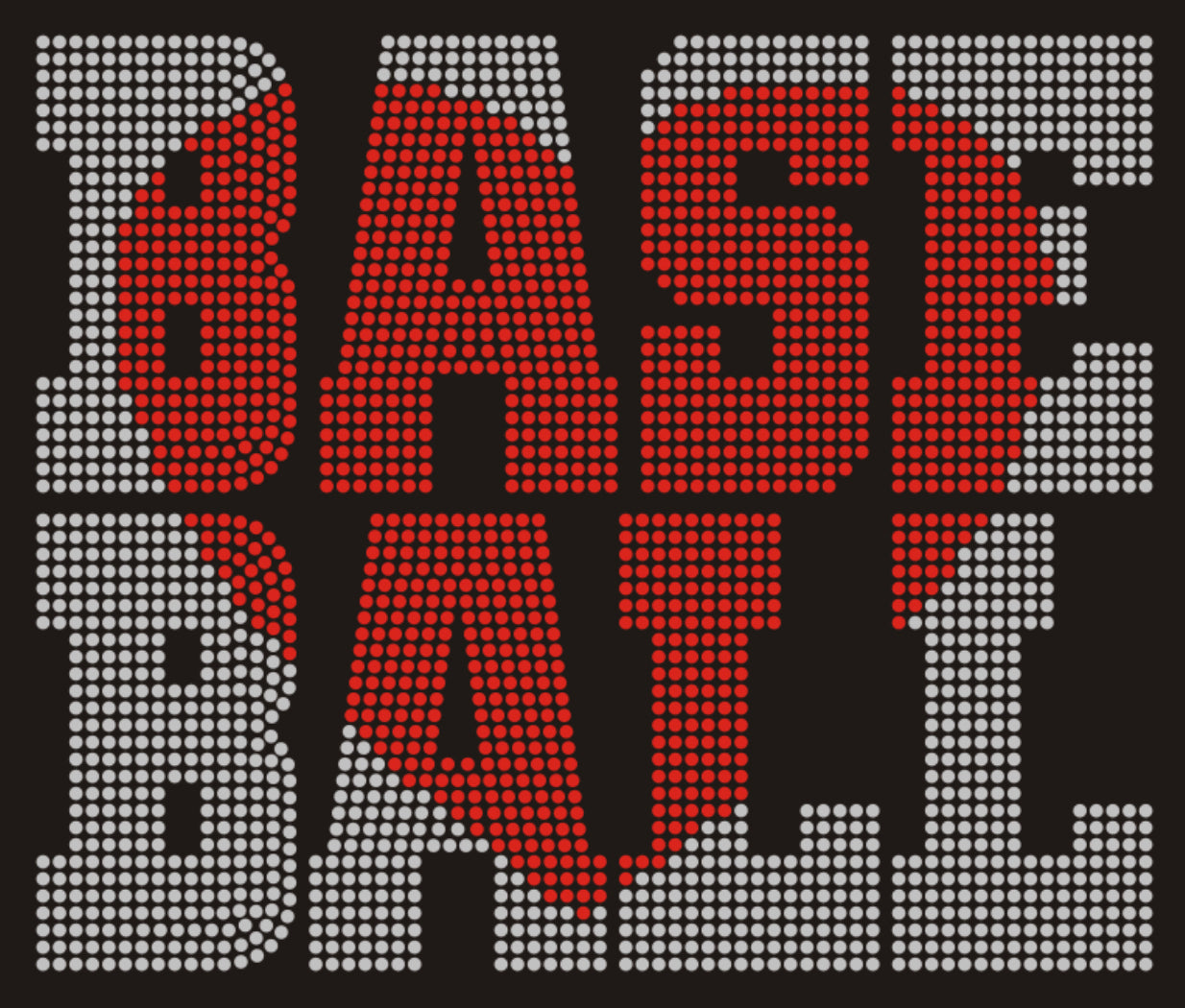 BASEBALL Red Heart Rhinestone T-shirt; Design BASE-4