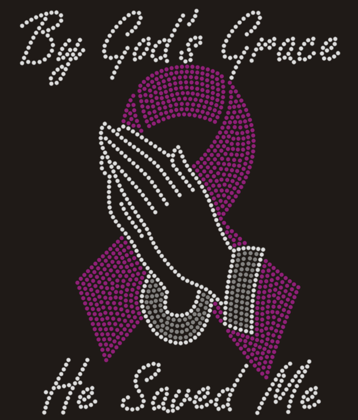By God's Grace He Saved Me Rhinestone T-shirt; Large design; breast cancer, pink ribbon; Design-BC8