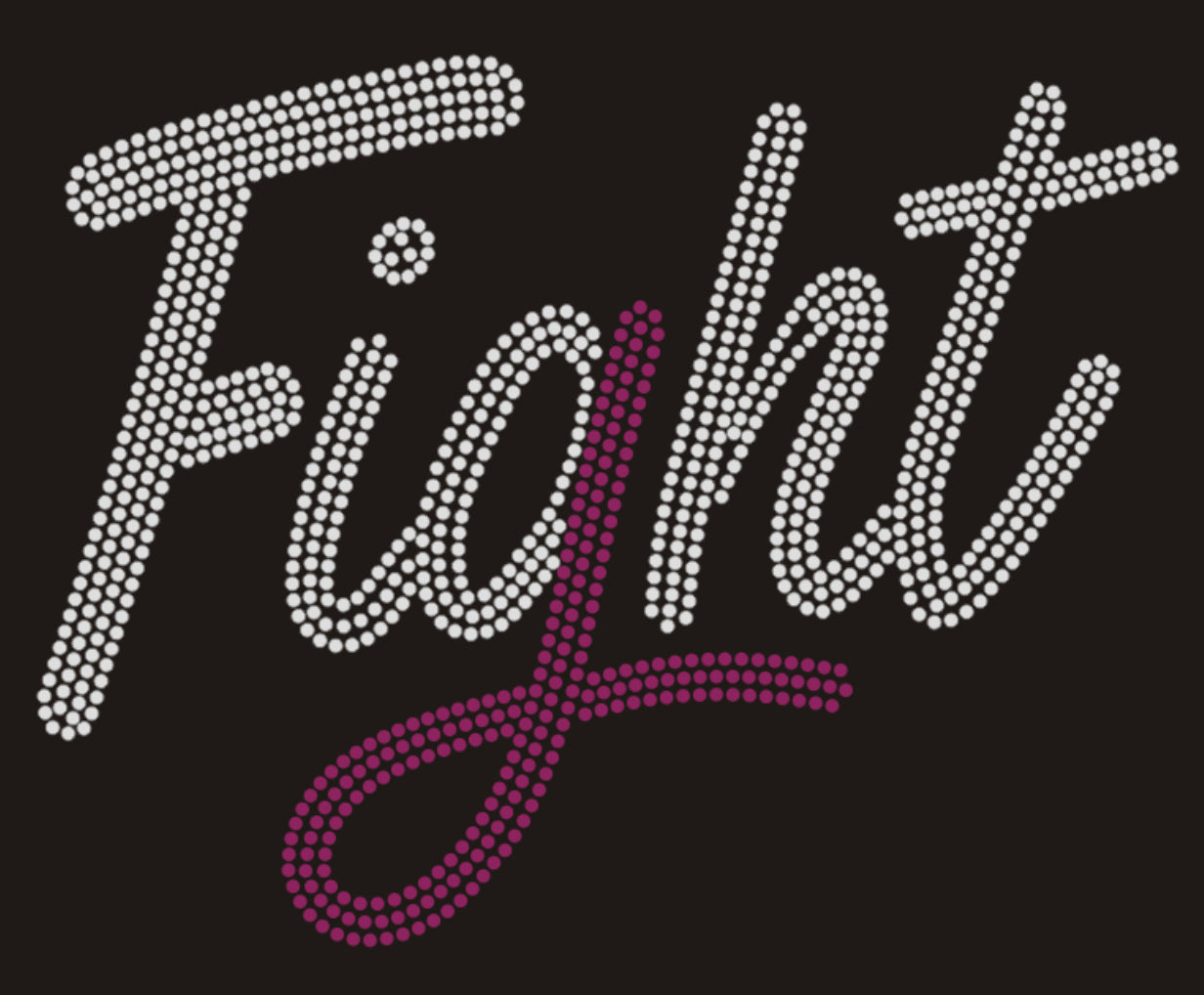 Fight Rhinestone T-shirt; breast cancer, pink ribbon; Design-BC10