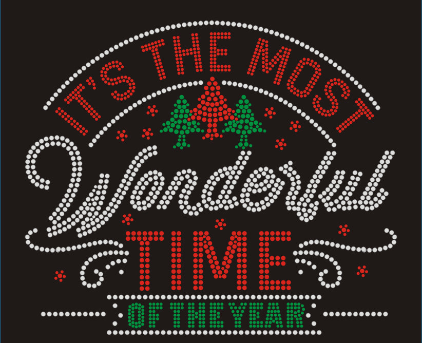 It’s The Most Wonderful Time of the Year Christmas Rhinestone T-shirt; Design XMAS-12