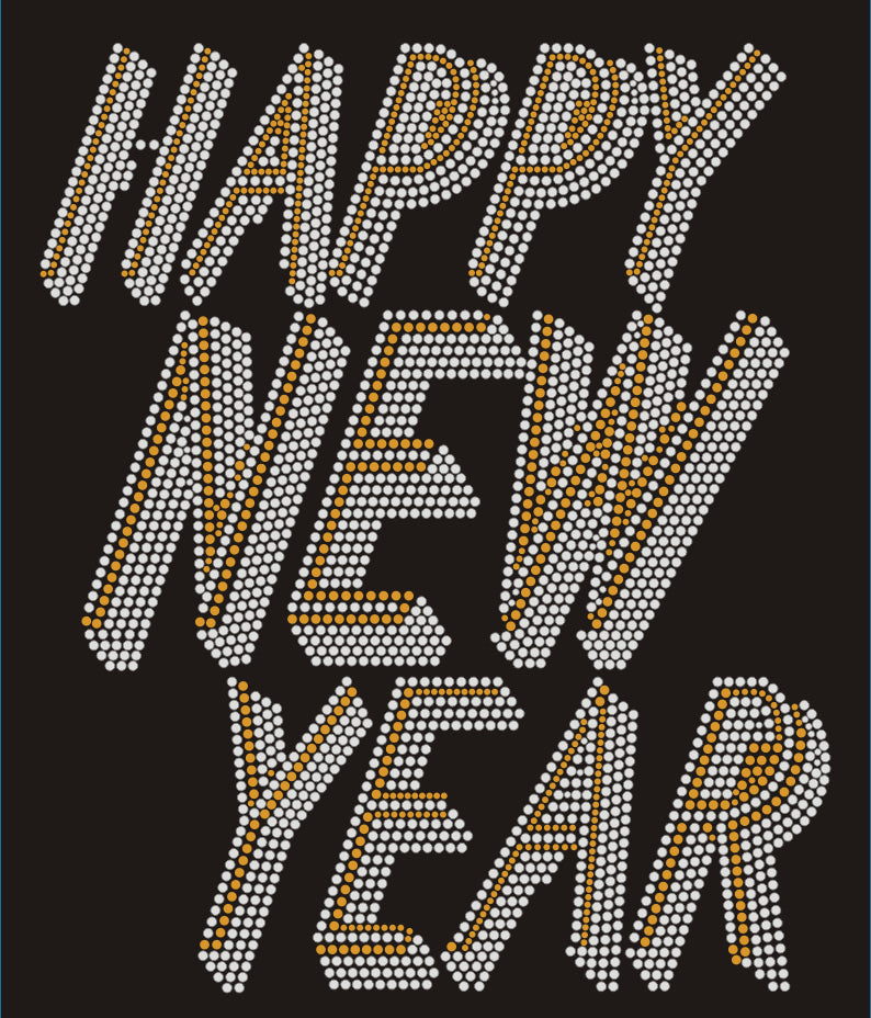HAPPY NEW YEAR Rhinestone T-shirt; Large design; Design HNY-1