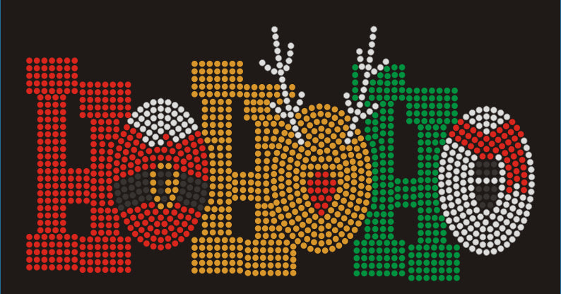 HoHoHo Christmas Rhinestone T-shirt; Design XMAS-11