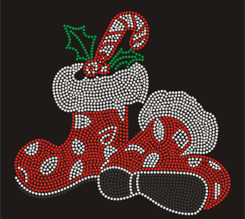 Santa's Boots Christmas Rhinestone T-shirt; Design XMAS-26